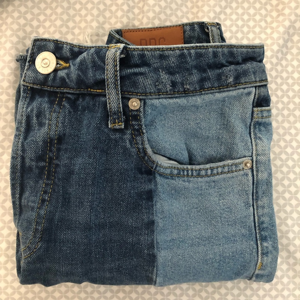 Striped denim jeans